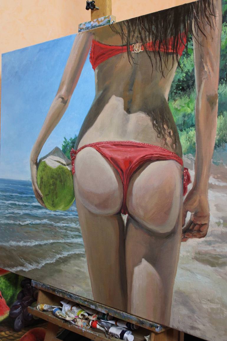 Original Photorealism Women Painting by Linar Ganeev