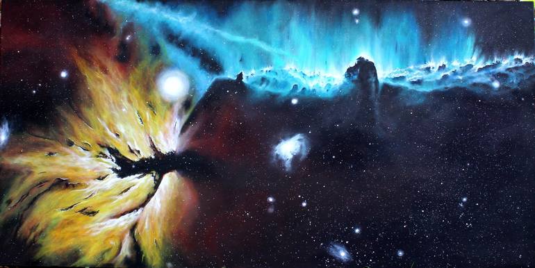 Flame and Horsehead Nebula Painting by Astrid Jef | Saatchi Art
