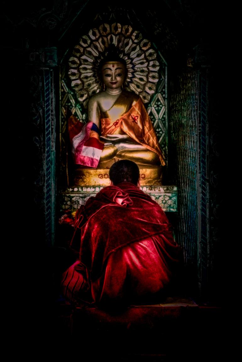 Praying Monk Myanmar Photography by Michelle McDonald Saatchi Art