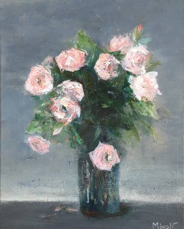 Pink roses on grey thumb