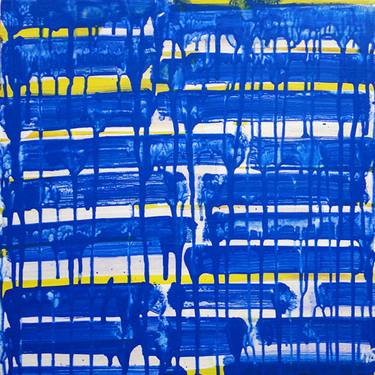 Cobalt Blue, Yellow, White Strips, dripping thumb