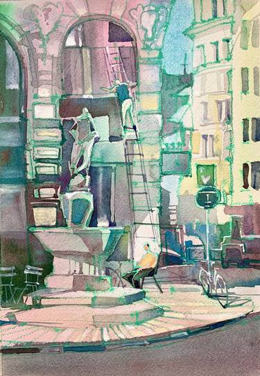 Print of Expressionism Architecture Paintings by Irena Spector-Srebnogur
