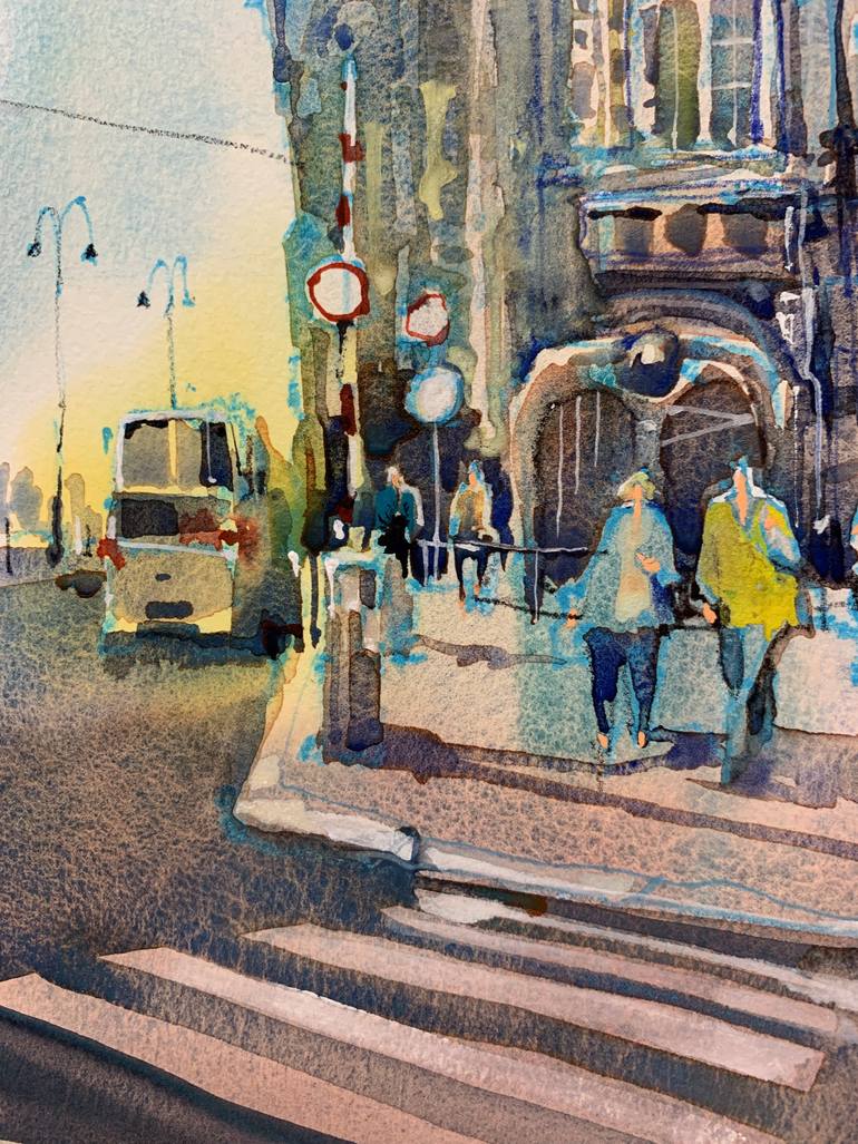 Original Expressionism Architecture Painting by Irena Spector-Srebnogur