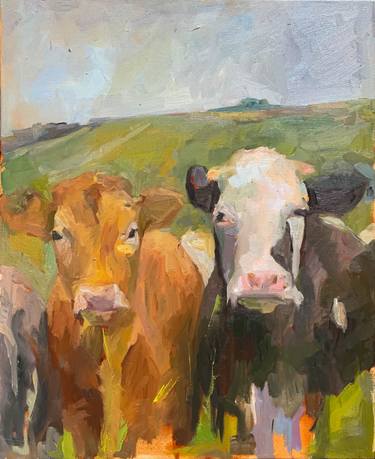 Print of Cows Paintings by Ekaterina Belukhina
