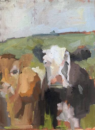 Original Expressionism Cows Paintings by Ekaterina Belukhina