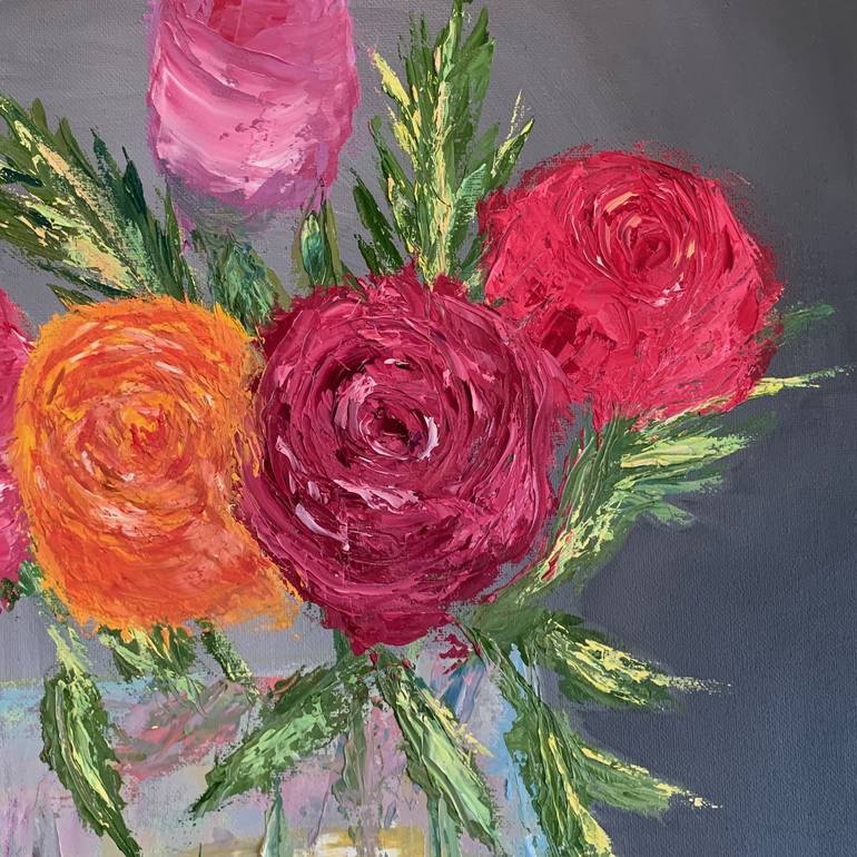 Original Impressionism Floral Painting by Lisa Bernhard