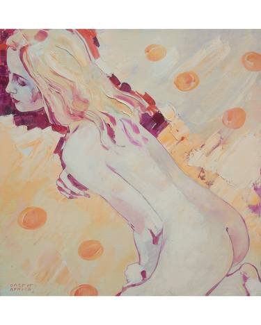 A portrait of nude woman with orange peaches from ''The Dessert'' collection thumb