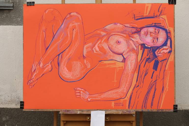 Original Expressionism Women Drawing by Oleh Lunov