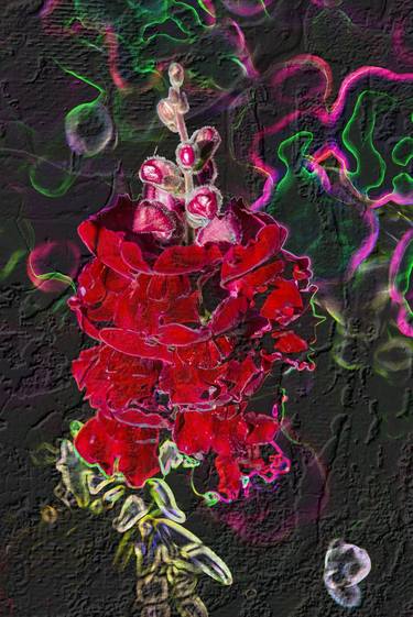 Original Abstract Expressionism Floral Mixed Media by Petras Paulauskas