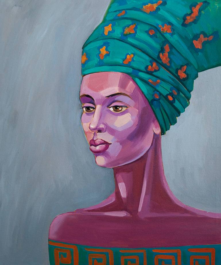 African Woman Afro Portrait Painting Beautiful Black Women Painting by ...
