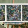 abstract in acrylics and charcoal. Monoprinting with plastic sheets and aluminium foil have been used to provide texture.