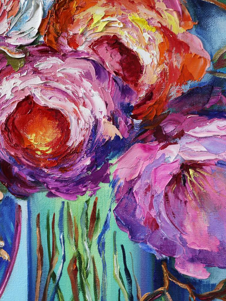 Original Abstract Expressionism Floral Painting by Tetiana Masliuk