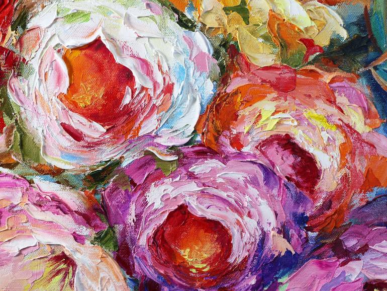 Modern colorful floral art - bouquet of peonies Painting by Tetiana ...