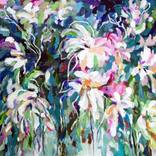 Flowers in the night garden- colorful abstract floral art by Tetiana Masliuk