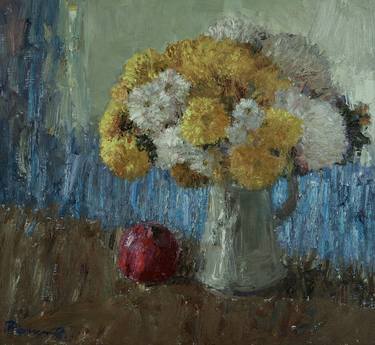 Original Impressionism Floral Painting by Roman Konstantinov