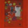 in red painted passe-partout, 30x40cm
