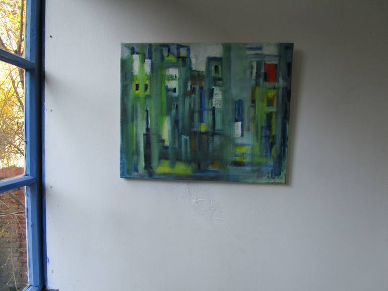 Original Abstract Expressionism Architecture Painting by Ingrid Knaus