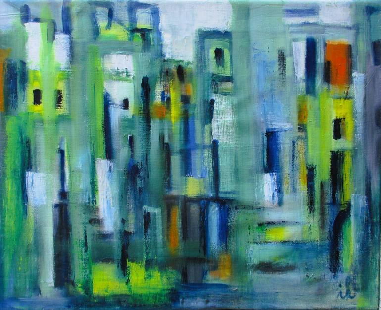 Original Abstract Expressionism Architecture Painting by Ingrid Knaus