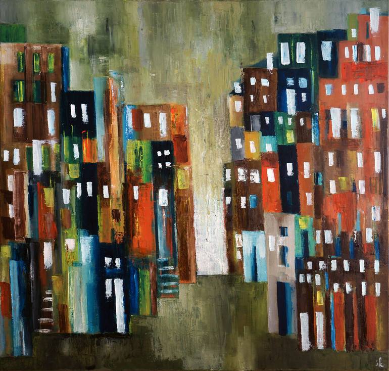 Original Abstract Expressionism Architecture Painting by Ingrid Knaus