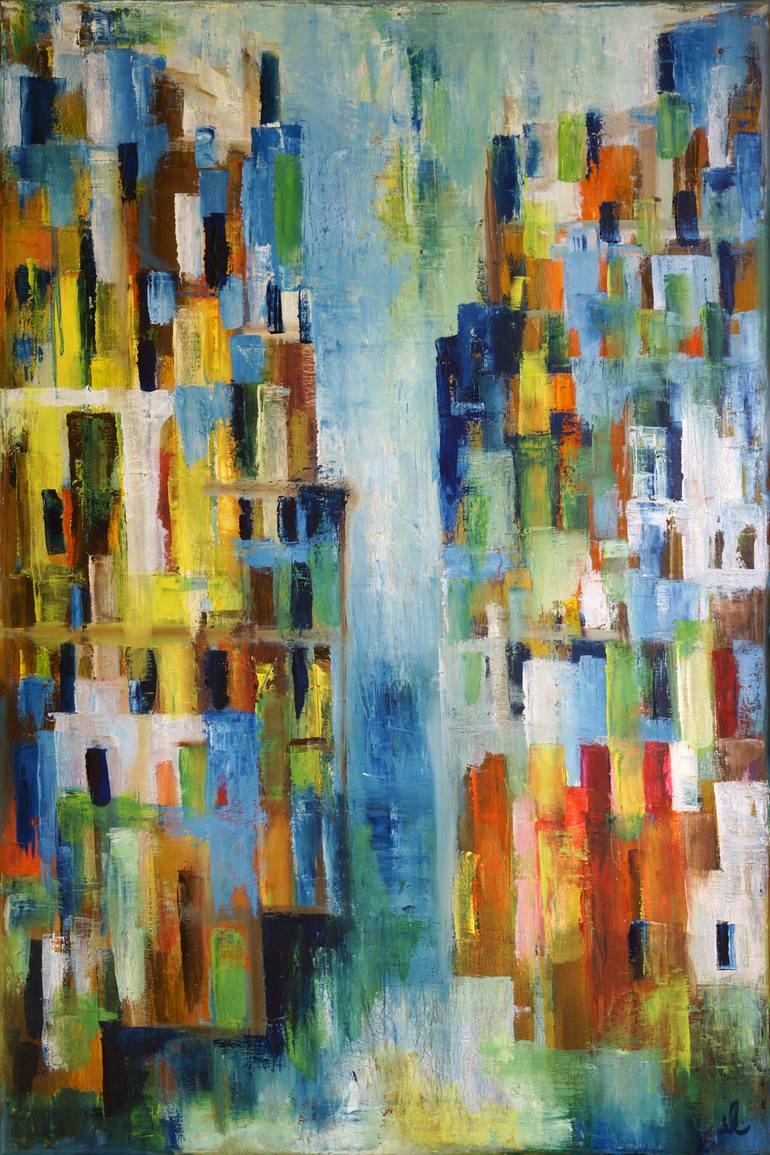 Original Abstract Architecture Painting by Ingrid Knaus