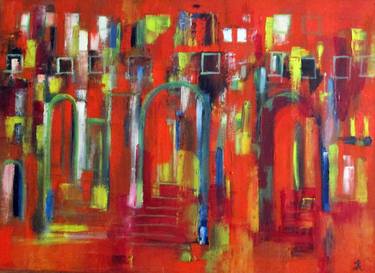 Red Painting with Stairways thumb