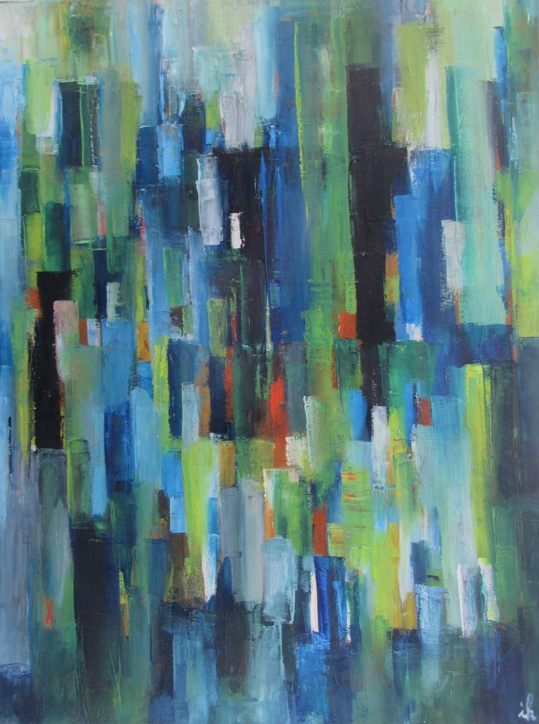 Original Abstract Expressionism Architecture Painting by Ingrid Knaus