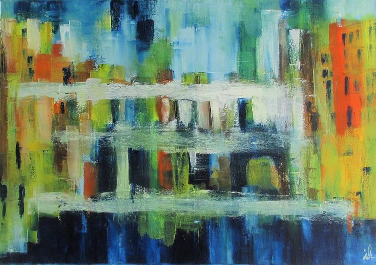 Original Abstract Expressionism Places Painting by Ingrid Knaus