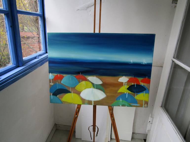 Original Abstract Expressionism Beach Painting by Ingrid Knaus