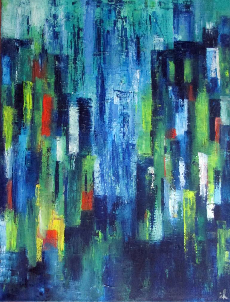 Original Abstract Expressionism Cities Painting by Ingrid Knaus