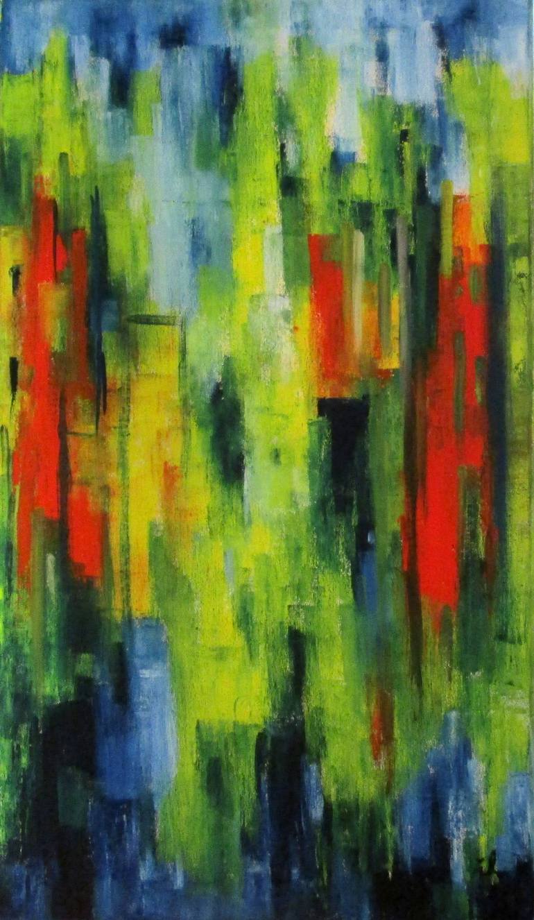 Original Abstract Expressionism Architecture Painting by Ingrid Knaus