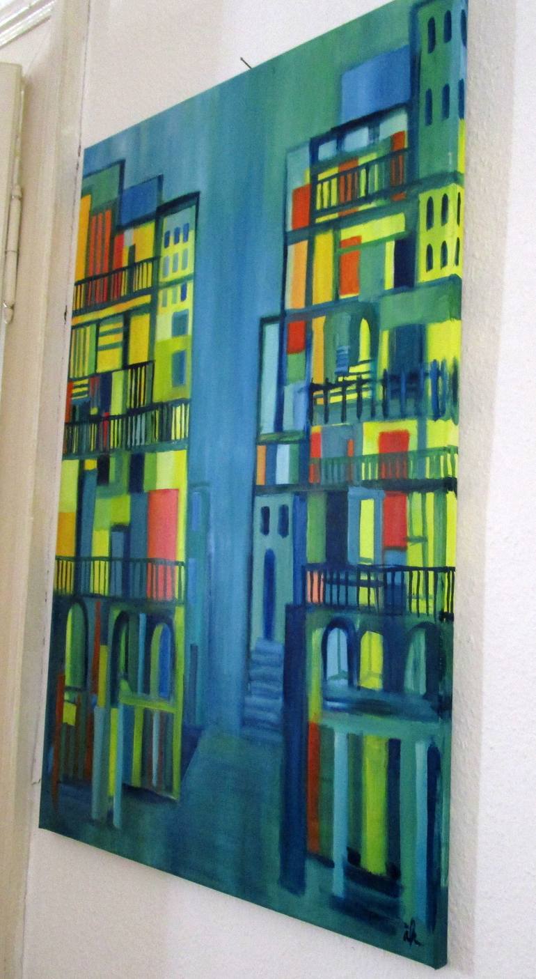 Original Abstract Expressionism Architecture Painting by Ingrid Knaus