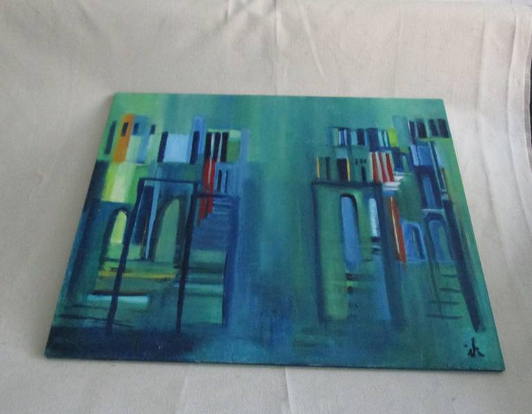 Original Abstract Expressionism Architecture Painting by Ingrid Knaus