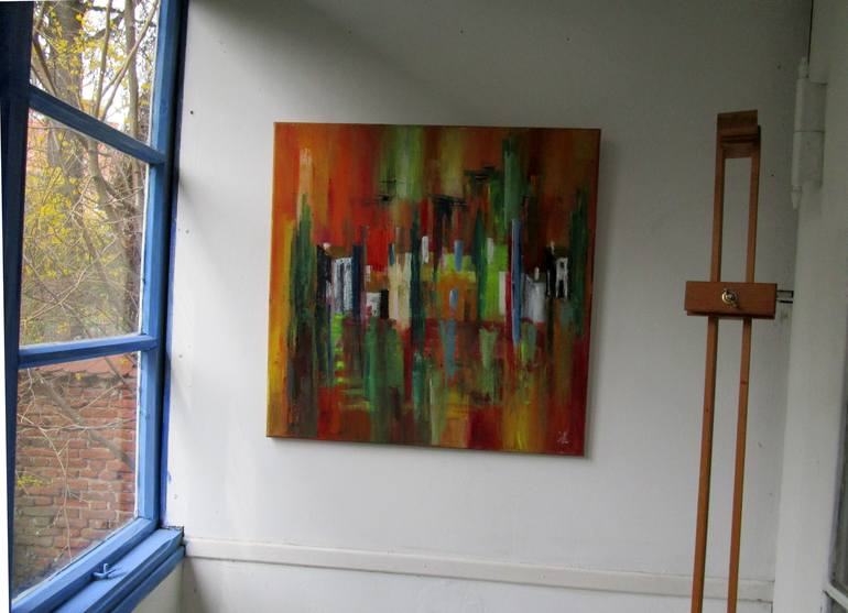 Original Abstract Expressionism Architecture Painting by Ingrid Knaus