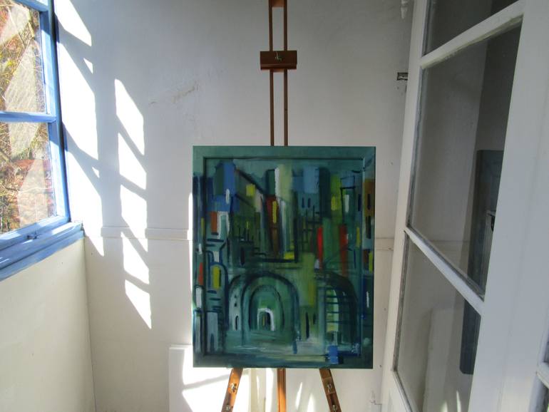 Original Abstract Expressionism Architecture Painting by Ingrid Knaus