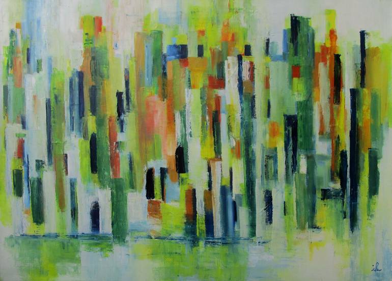 Original Abstract Expressionism Architecture Painting by Ingrid Knaus