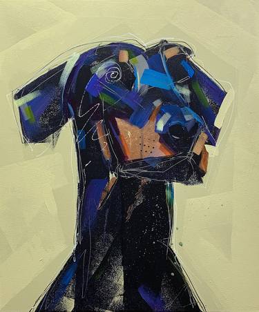 Original Abstract Dogs Paintings by Russell Miyaki