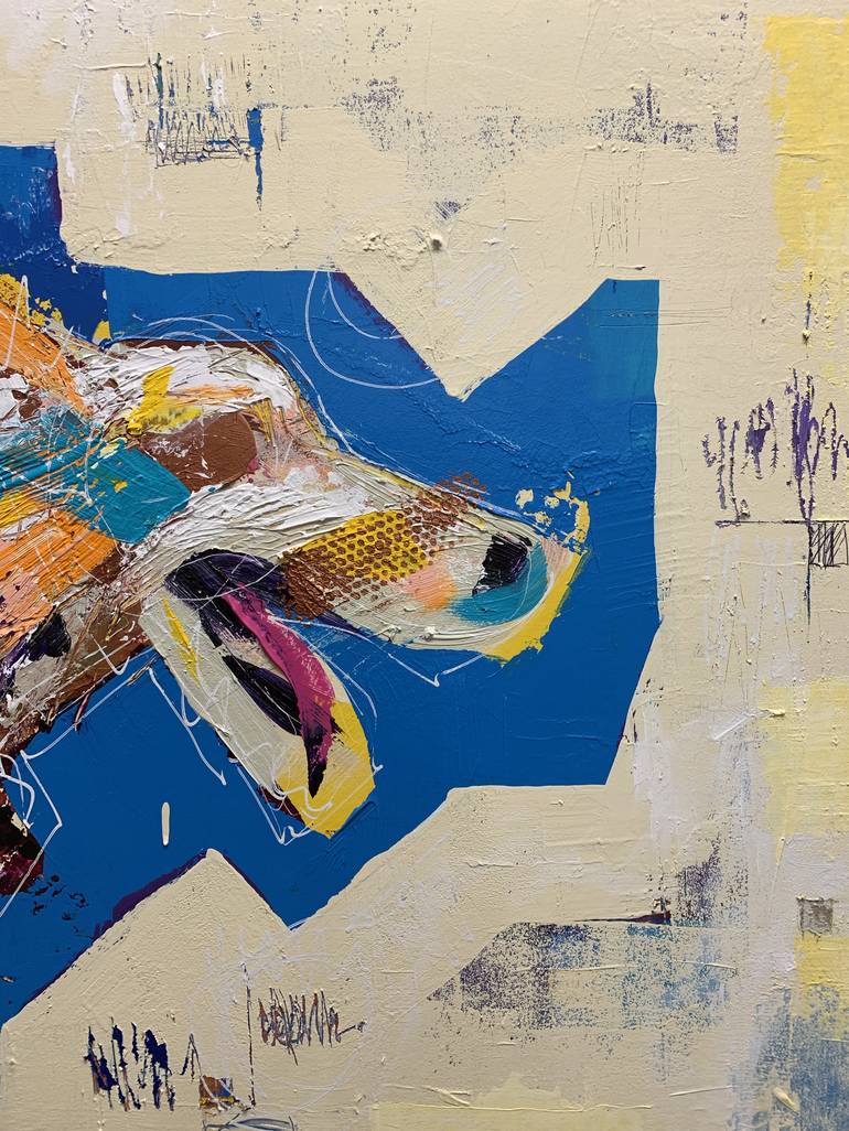 Original Abstract Expressionism Dogs Painting by Russell Miyaki