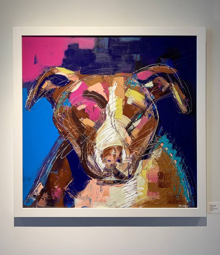 Original Abstract Dogs Painting by Russell Miyaki