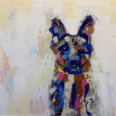 Original Abstract Expressionism Dogs Paintings by Russell Miyaki