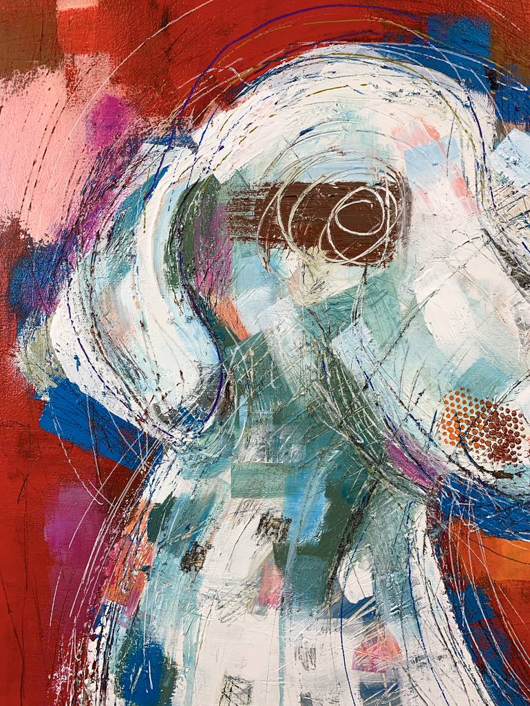 Original Abstract Dogs Painting by Russell Miyaki