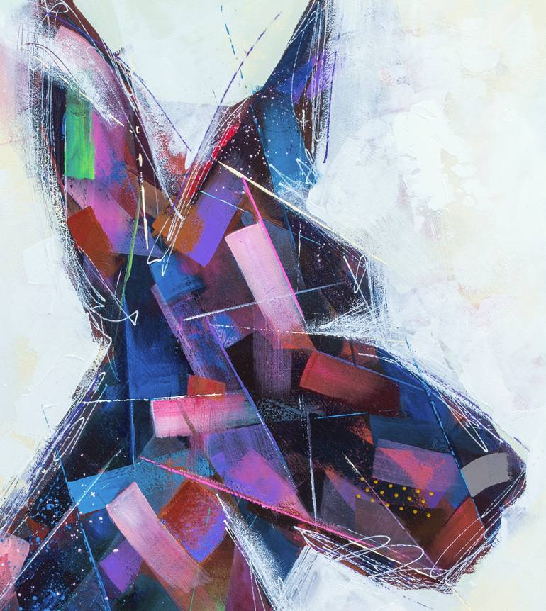 Original Abstract Dogs Painting by Russell Miyaki