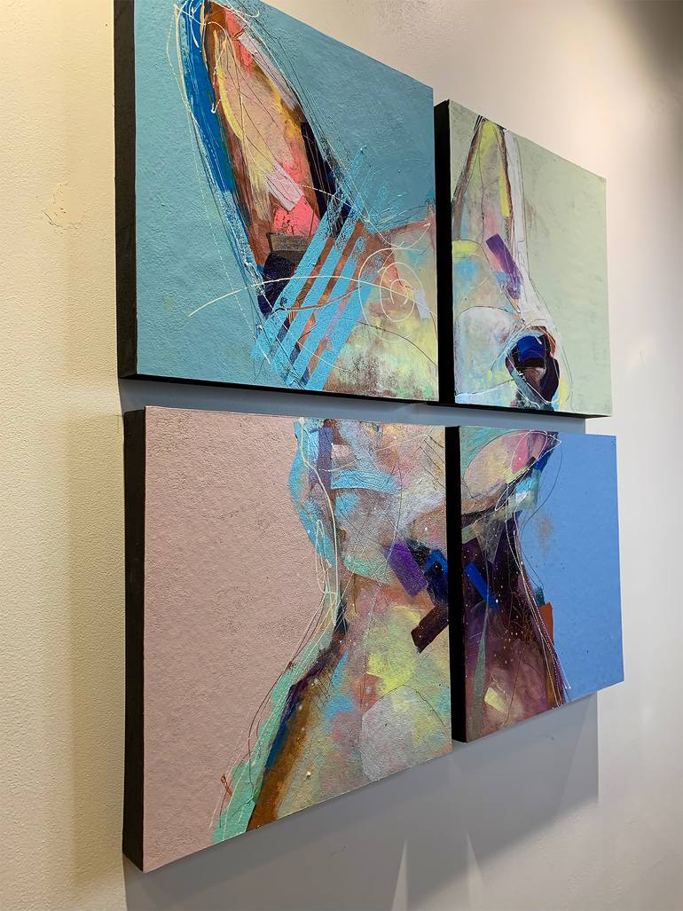 Original Abstract Dogs Painting by Russell Miyaki