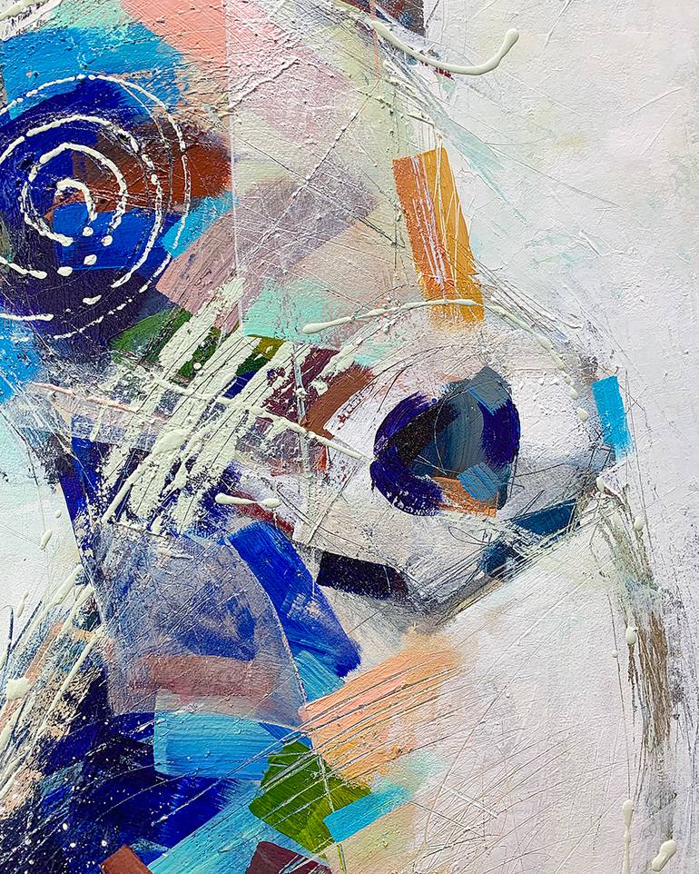 Original Abstract Expressionism Dogs Painting by Russell Miyaki