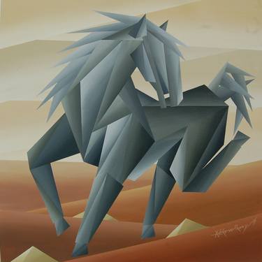 Original Cubism Horse Paintings by nidhi gupta