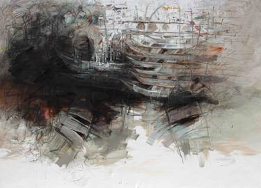 Original Abstract Expressionism Boat Paintings by nidhi gupta