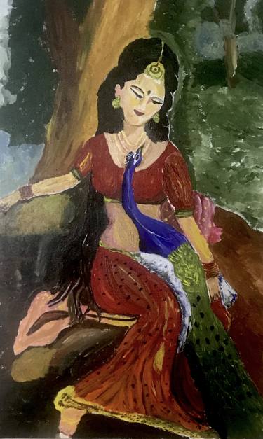 Indian woman with peacock thumb