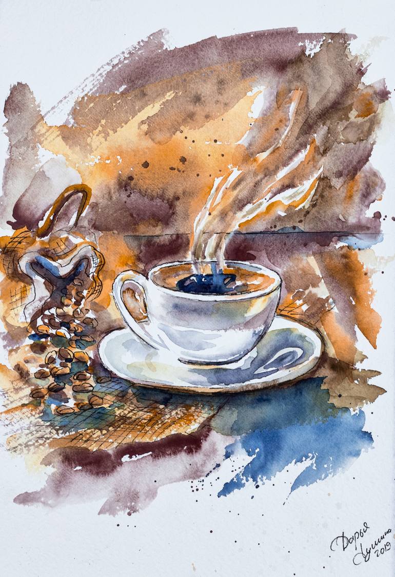 A Cup of coffee with a dream Painting by Darya Dushina | 