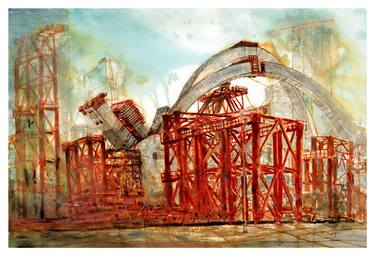 Original Expressionism Architecture Painting by Sudeep Kumar
