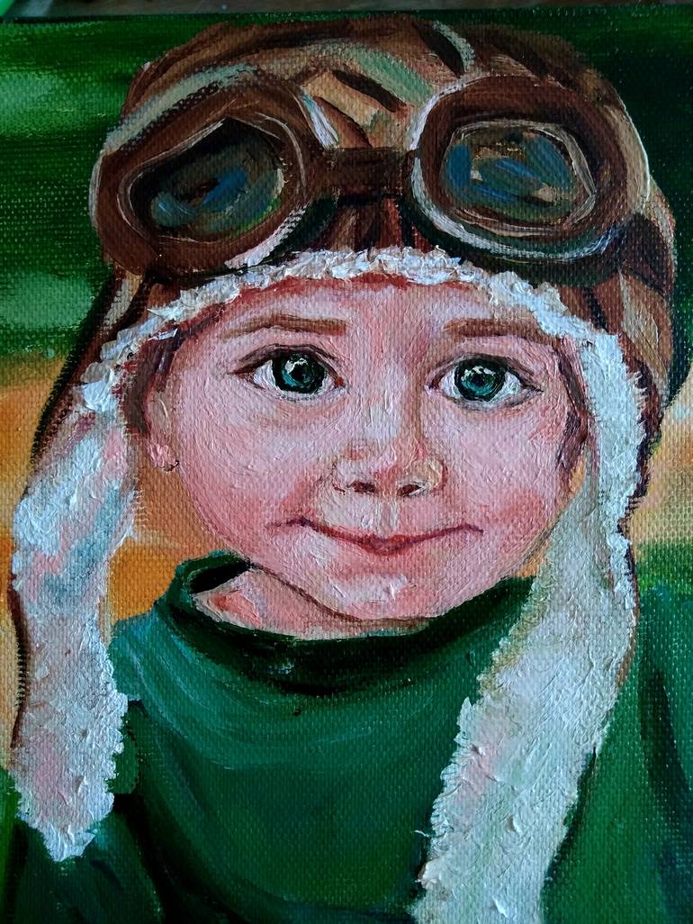 Original Impressionism Children Painting by Elena Zlatomrezova