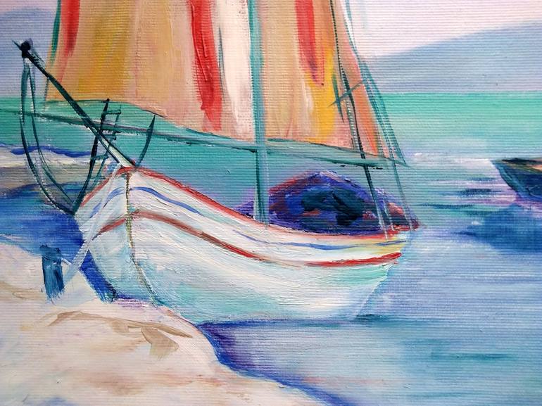 Original Fine Art Boat Painting by Elena Zlatomrezova